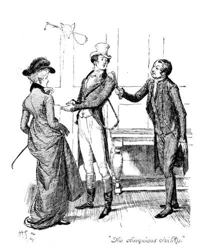 „Usłużona uprzejmość”, ilustracja z „Dumy i uprzedzenia” Jane Austen, wydanie z 1894 r. autorstwa Hugh Thomson